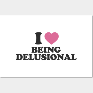 Y2K Tee Shirt, 100% delusional Shirt, Funny Tee, 2000's t-Shirt, I heart being delusional, I Love Being Delusional, 90s Aesthetic, Funny Quote Y2K Posters and Art